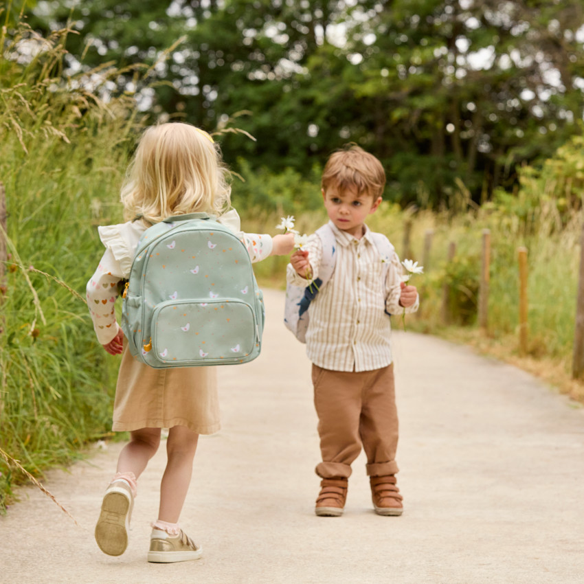 Uni bruine broek van stof met speelse zak voor babyjongens 