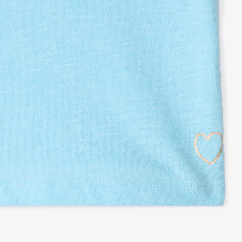 Lot de 3 t-shirts manches courtes print cœur fille 