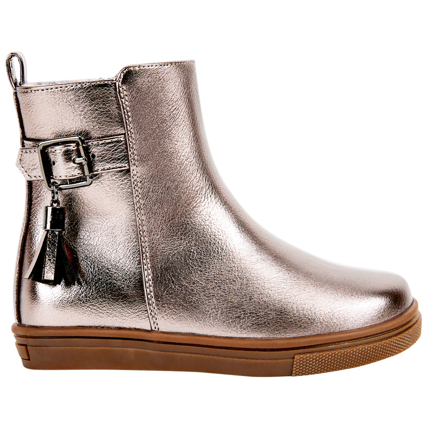 Bottines effet irisé à boucle et pompon pour bébé fille 