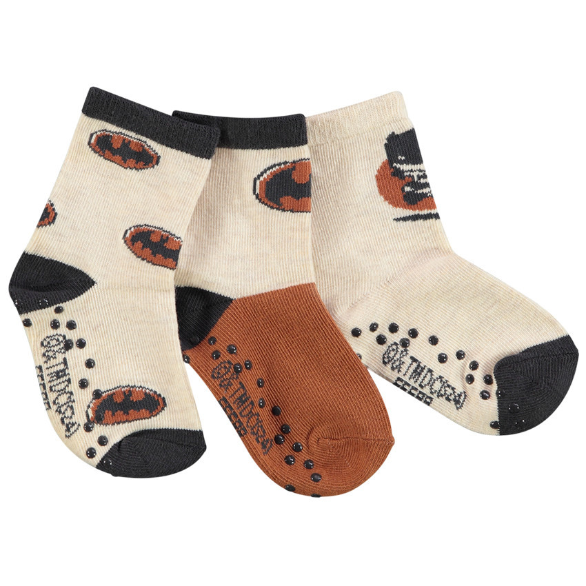 Lot de 3 paires de chaussettes antidérapantes Batman Warner pour bébé garçon 