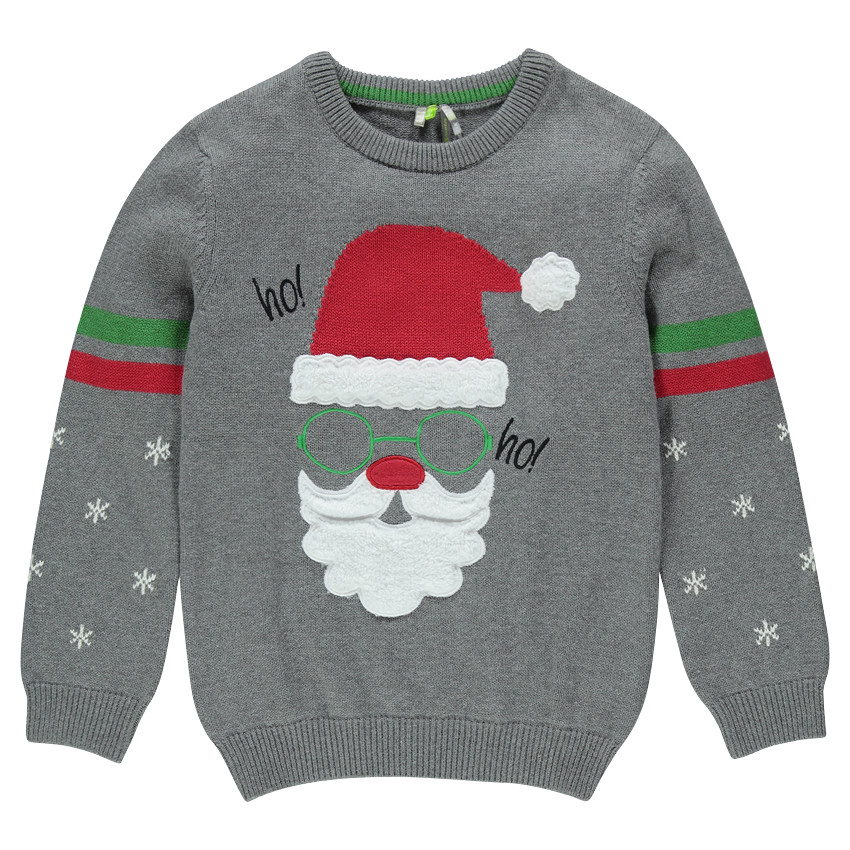 Pull en tricot Père Noel avec étoiles jacquard 