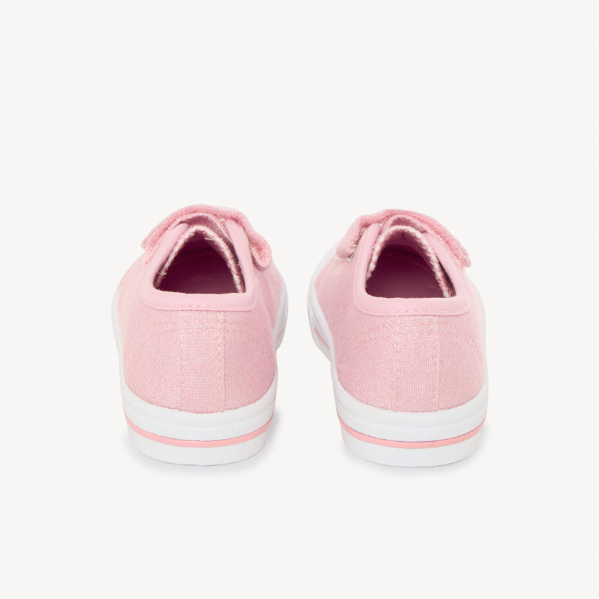 Lila lage sneakers met klittenband en elastische veters voor meisjes. 