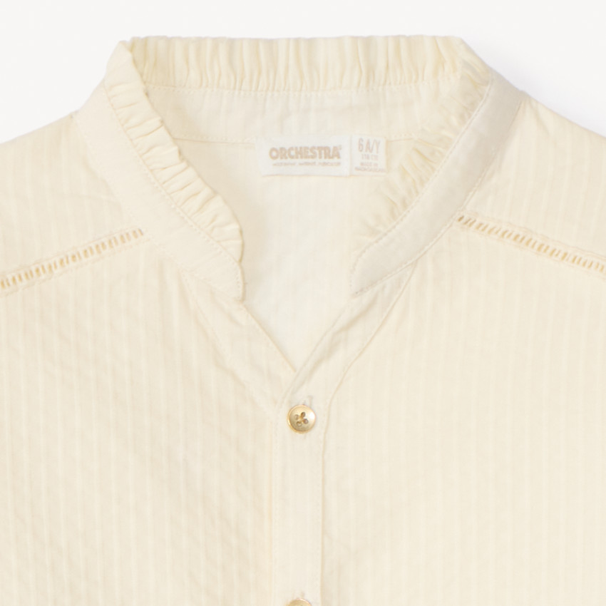 Blouse unie en toile armurée pour fille 