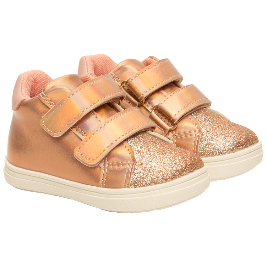 Booties met iriserende pailletten en dubbele velcro voor meisjes 