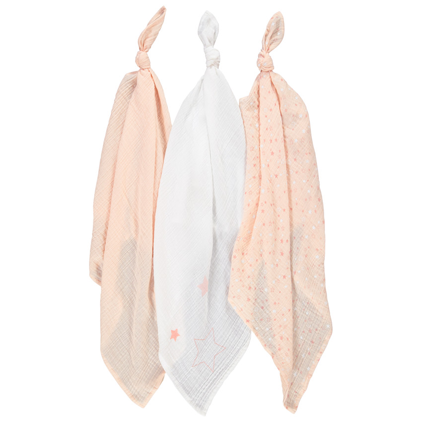 Lot de 3 langes en tétra motif étoiles 