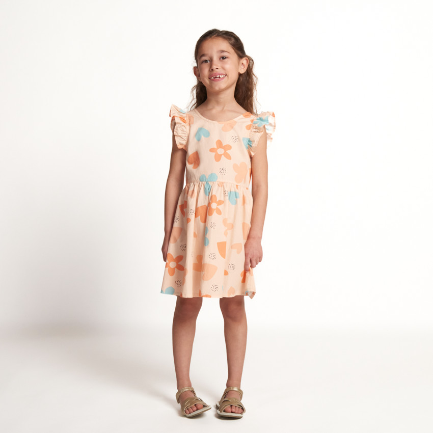 Robe manches courtes imprimée à dos nu pour fille 