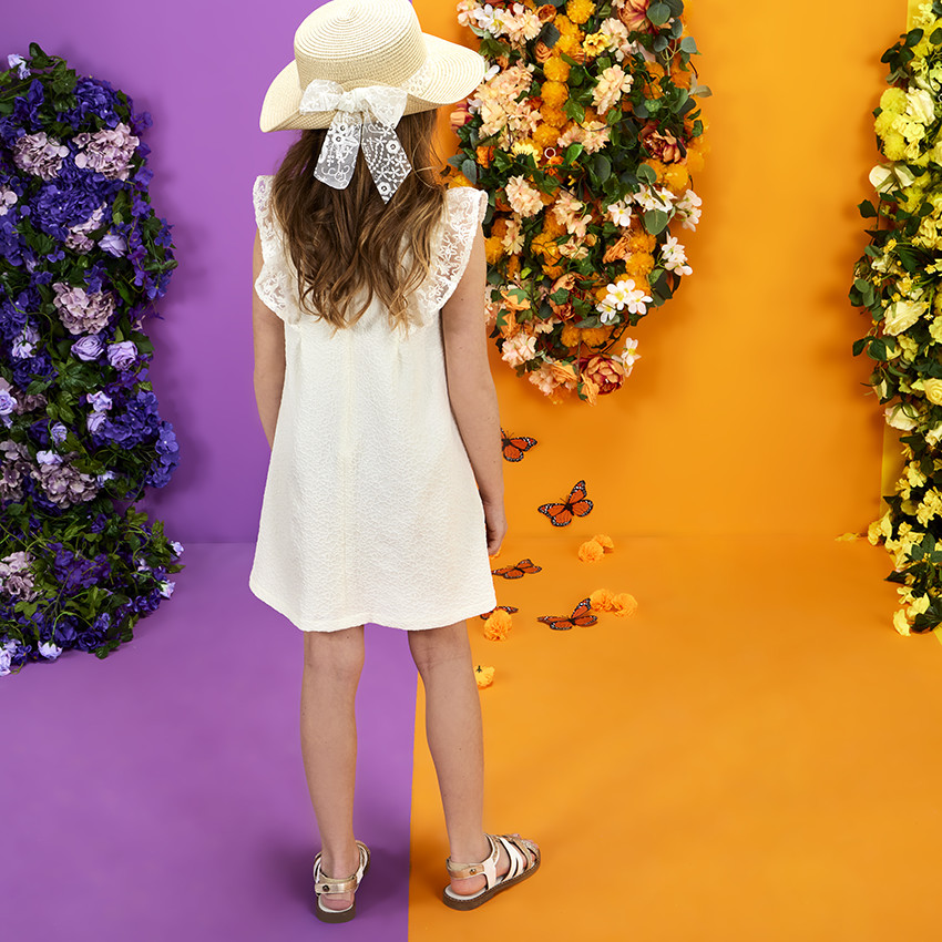 Ceremoniejurk in jacquard met geborduurde mouwen voor meisjes 