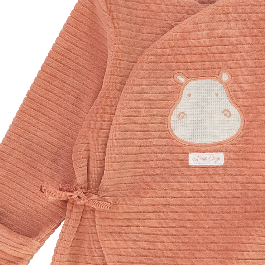 Dors-bien en velours fantaisie patch hippopotame pour bébé 