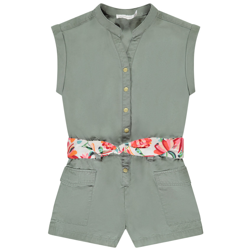 Korte mouwloze jumpsuit met gedrukte riem voor meisjes 