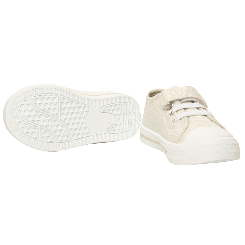 Baskets basses argentées à scratch et lacets pour fille 