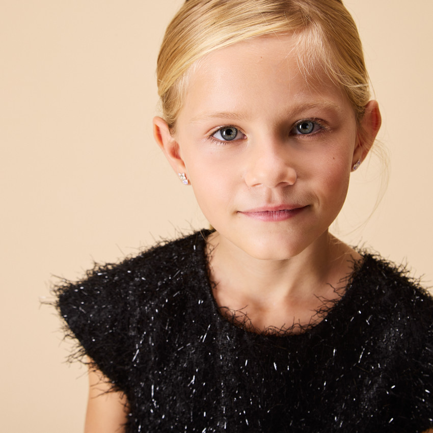 Robe de fête manches courtes à franges pour fille 