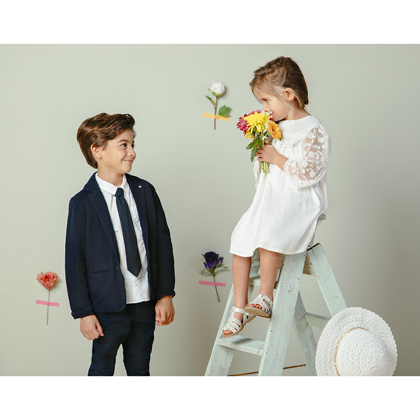 Blazer en coton bleu marine 