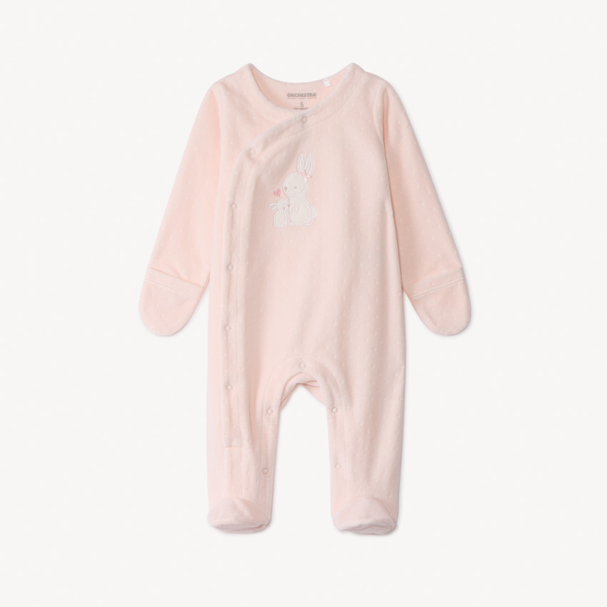 Pyjama in fluweel met patch konijntjes voor meisjes 