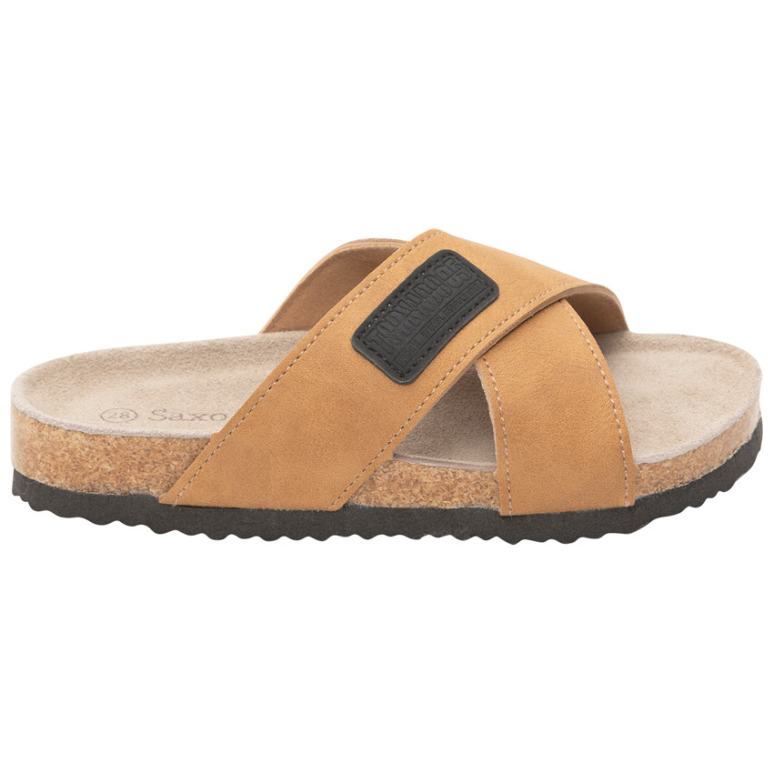 Kruisband muiltjes met patchlabel voor jongens 