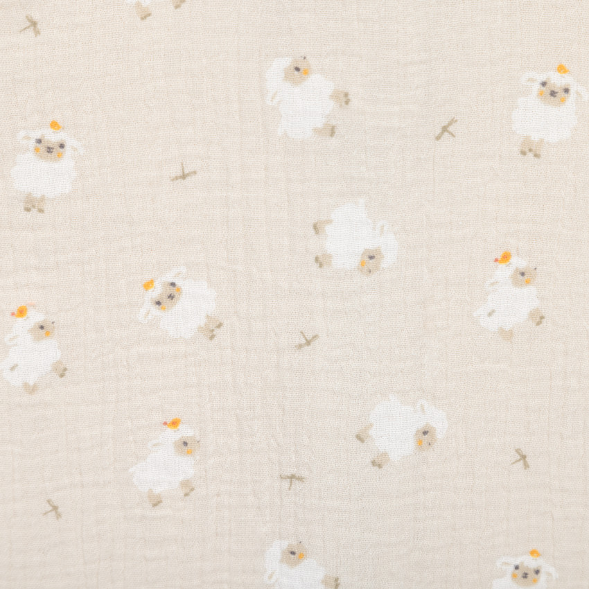 Gigoteuse TOG 0.5 en gaze imprimée moutons 18-36M La Vie à la Ferme beige 