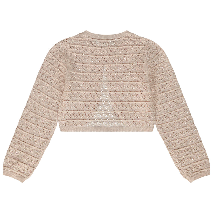 Bolero vest in opengewerkt breiwerk en glanzend voor meisjes 