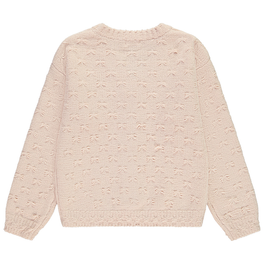 Gilet uni en tricot fantaisie demi-oversize pour fille 