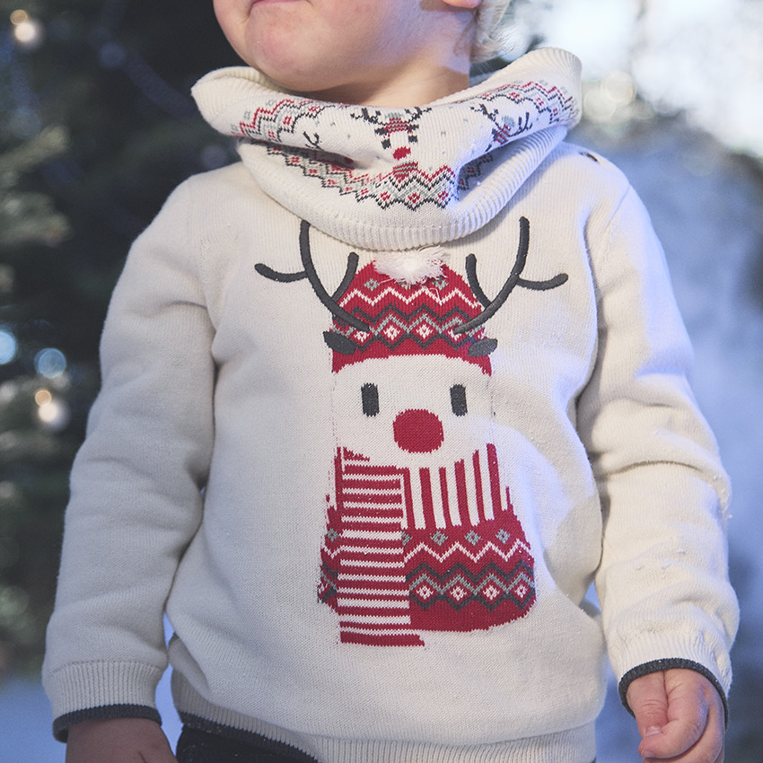 Fluwelen trui met geborduurde rendier voor baby jongen 