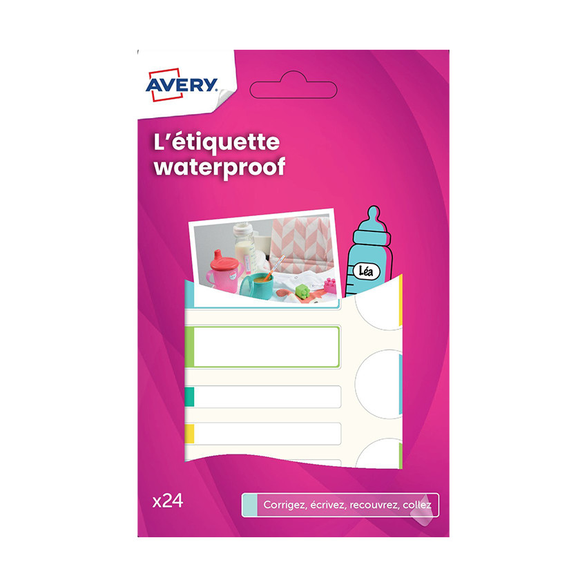 24 étiquettes autocollantes waterproof pastel 