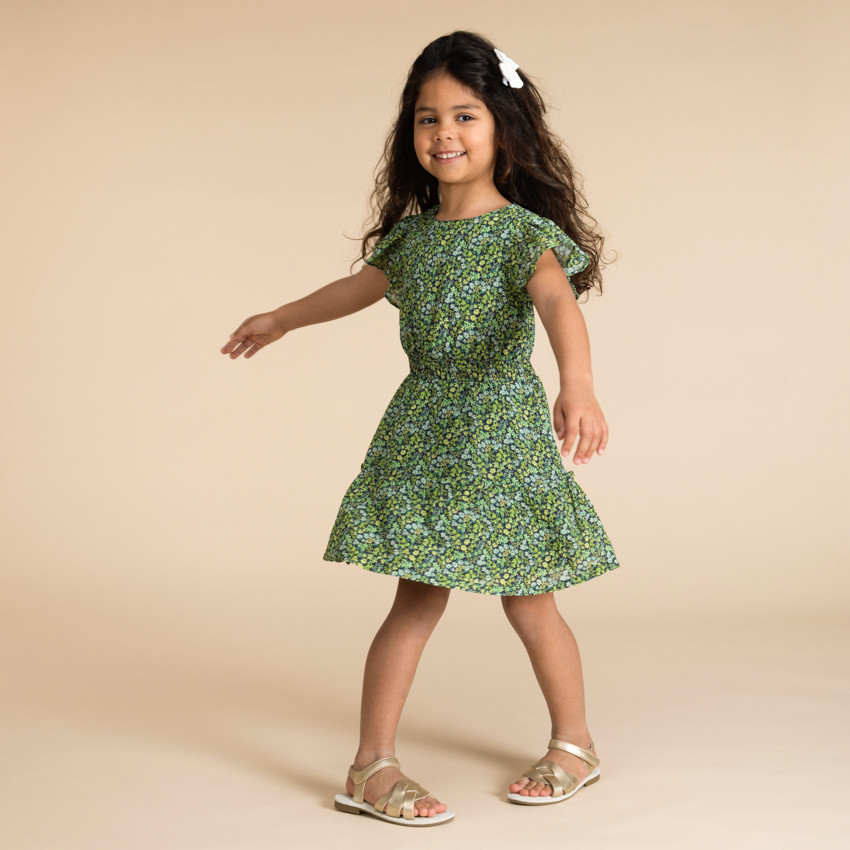 Jurk met korte mouwen en bloemenprint voor meisjes 