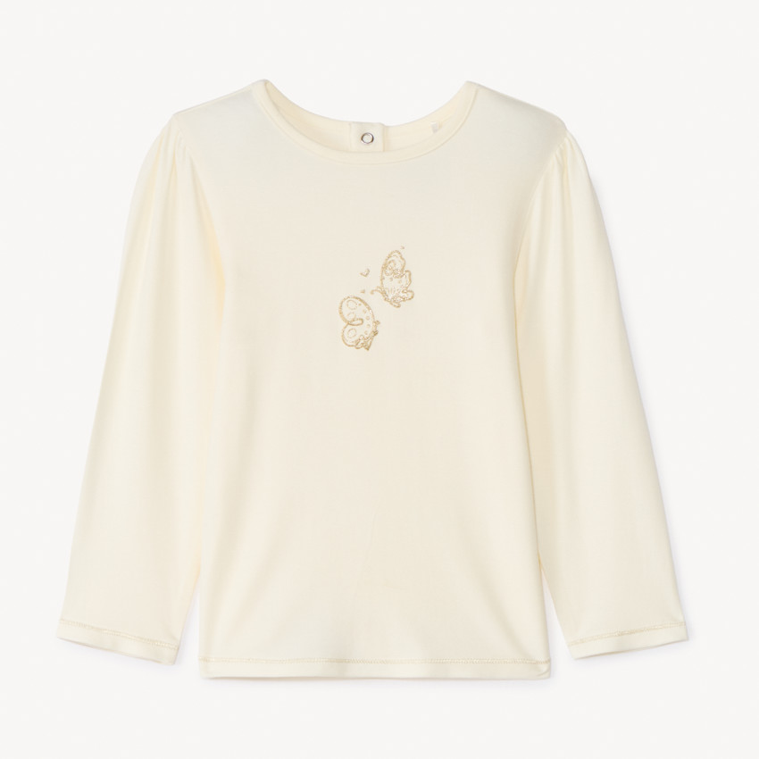 T-shirt met lange mouwen en gouden vlindermotief voor babymeisjes 