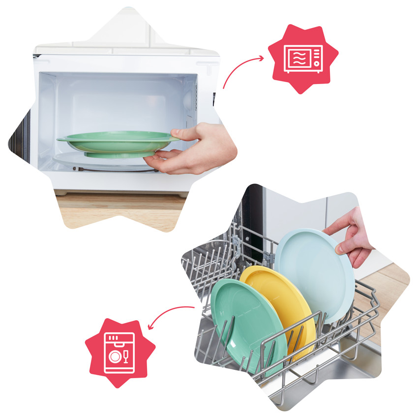 Lot de 3 assiettes anti-dérapantes - Multicolore 