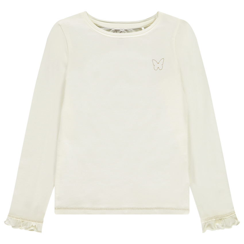 T-shirt manches longues avec papillon en lurex doré pour fille 
