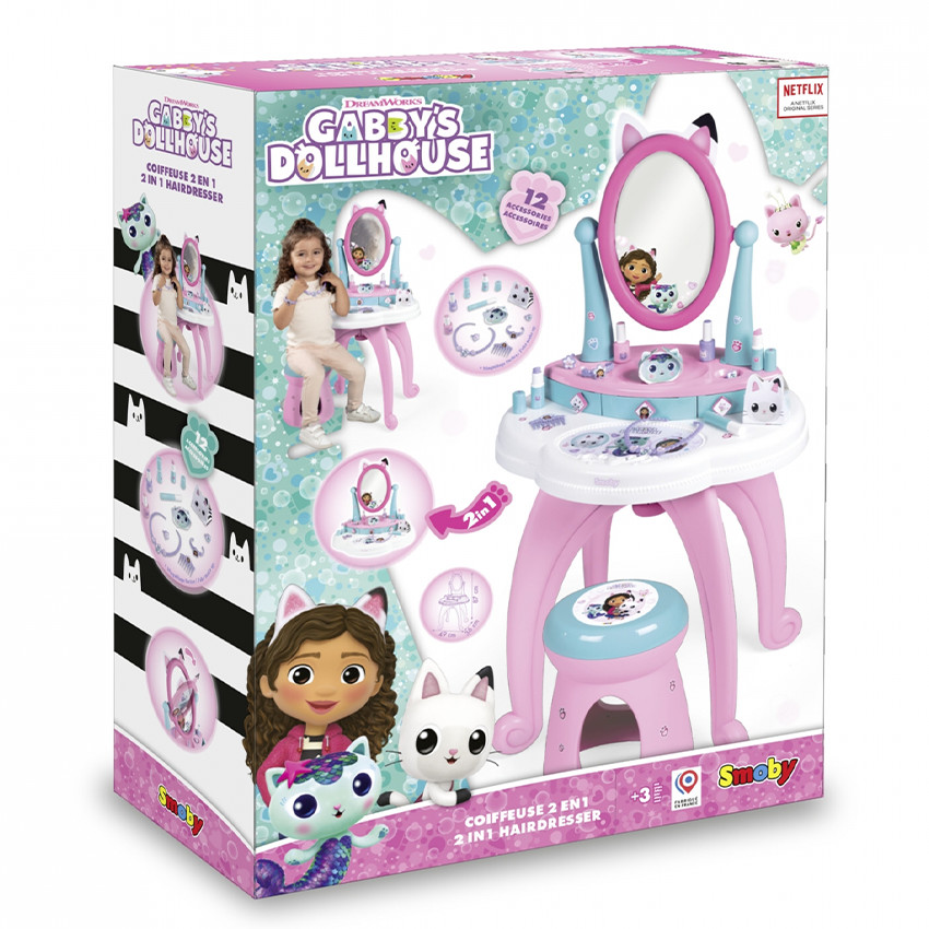 Coiffeuse 2-en-1 avec tabouret Gaby et la maison magique 3ans+ 