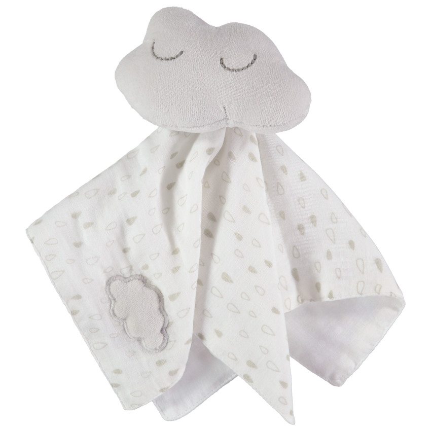 Doudou mouchoir nuage imprimé gouttes de pluie pour bébé 