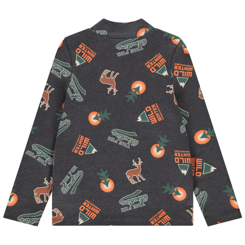 Sous-pull à col cheminée imprimé fantaisie pour garçon 