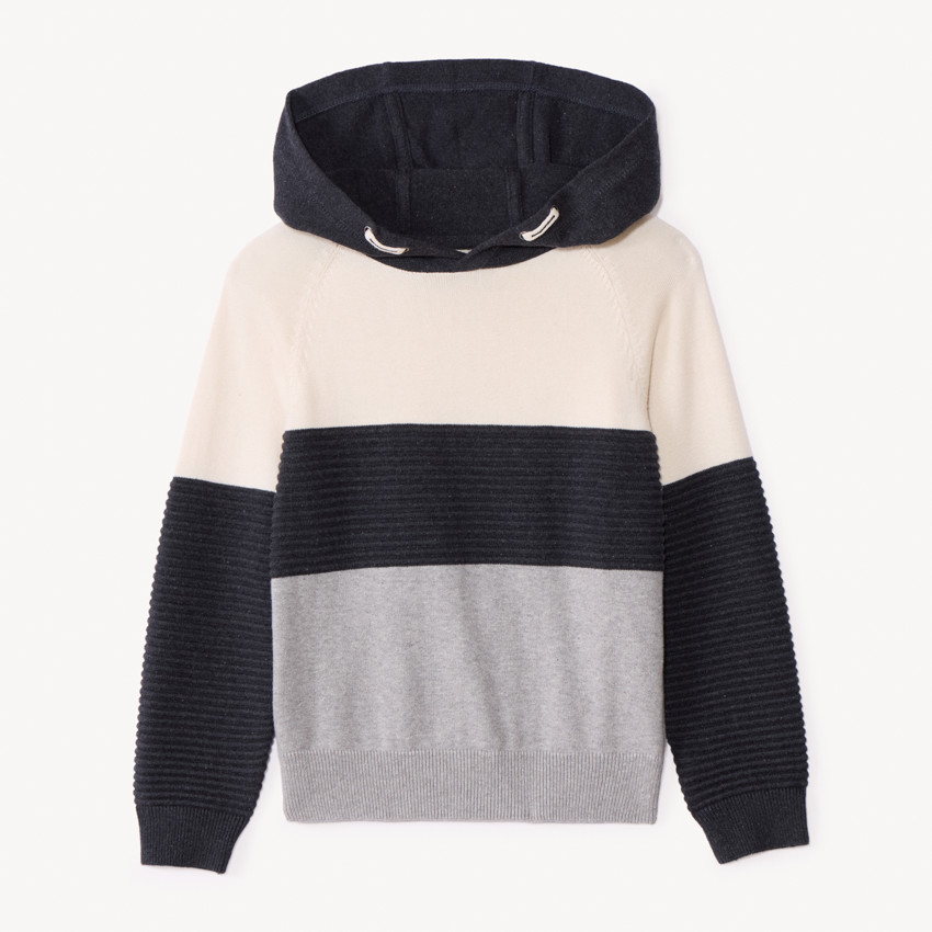 Pull manches longues à capuche effet colorblock pour garçon  