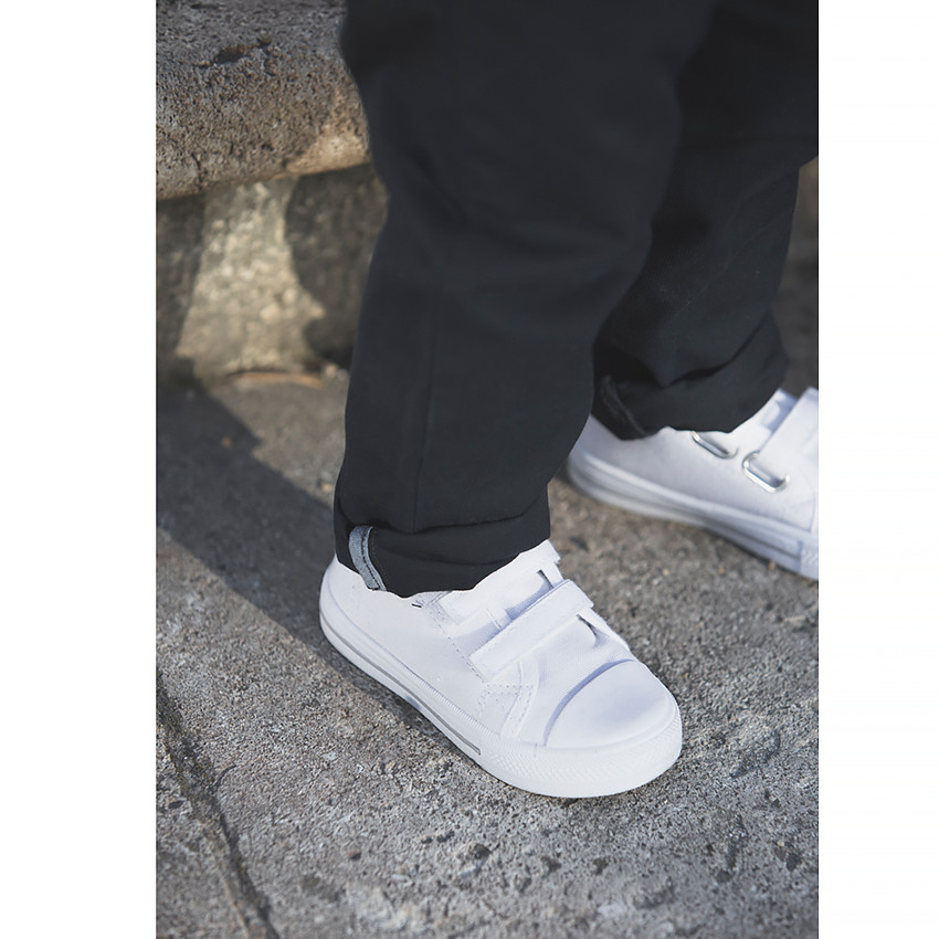 decaan Gearceerd Minister Witte linnen sneakers met klittenband van 24 tot 35