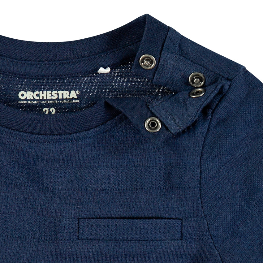 T-shirt manches courtes en maille fantaisie à poche 