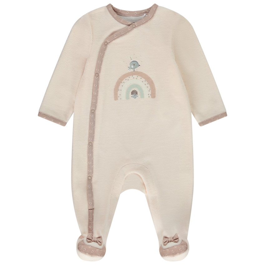 Dors-bien en velours avec nœuds pour bébé fille 