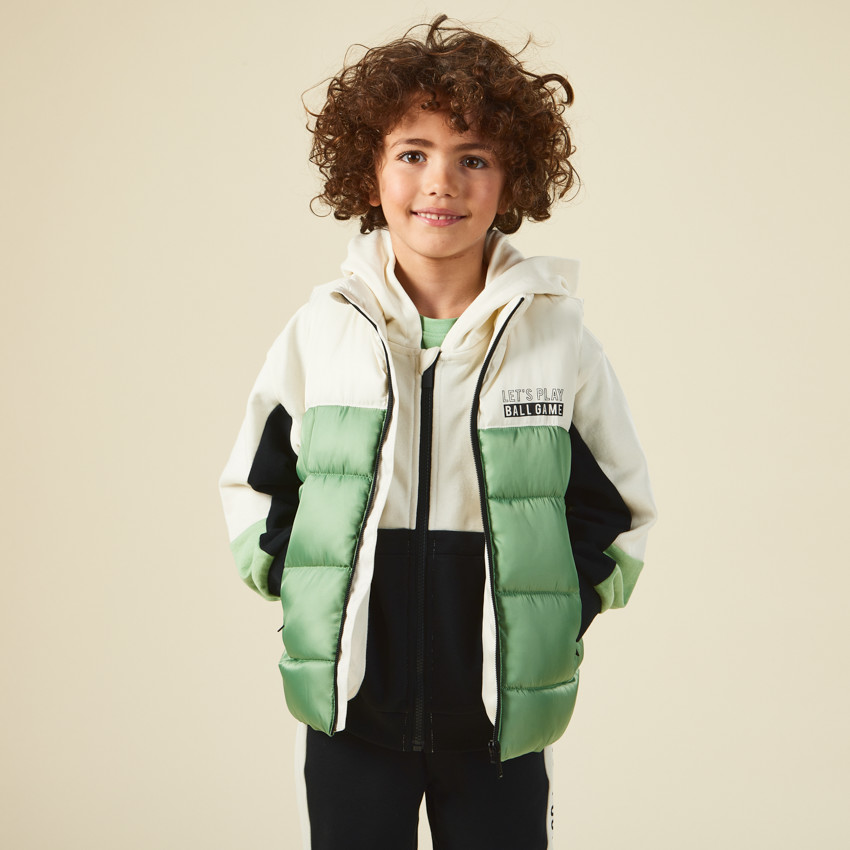 Doudoune sans manches matelassée et bicolore pour garçon 