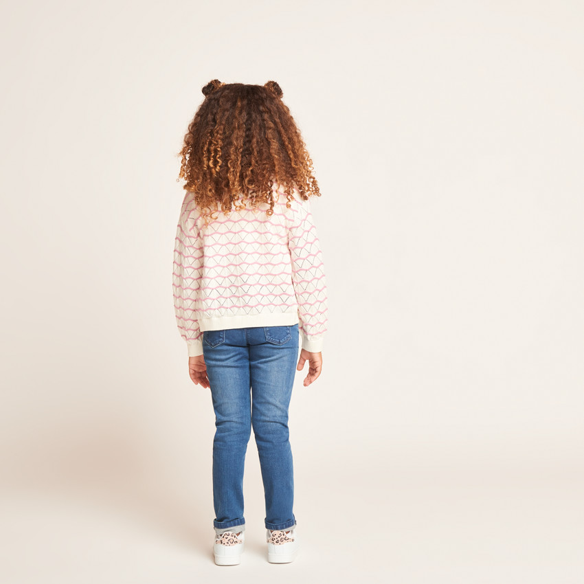 Set van mouwloze top + gebreide vest met opengewerkt patroon voor meisjes 