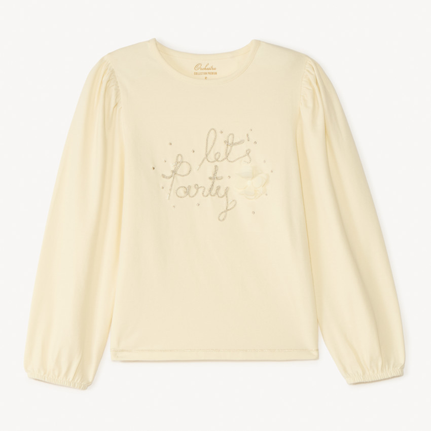 Langarm T-shirt met gouden bies voor meisjes 