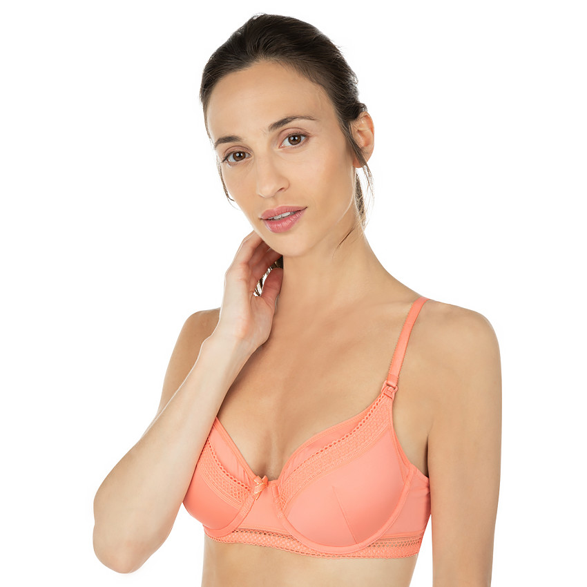 Zwangerschaps- en borstvoedingsbeha koraal met kant 