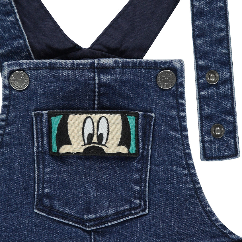 Salopette en jeans avec badges et broderies Disney Mickey 