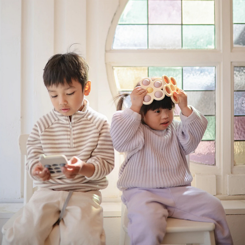 Jouet fleur pop-it - Lila/Ivoire/Jaune 