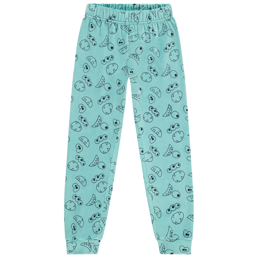 Fluwelen pyjama met monster in reliëf, voor jongens 