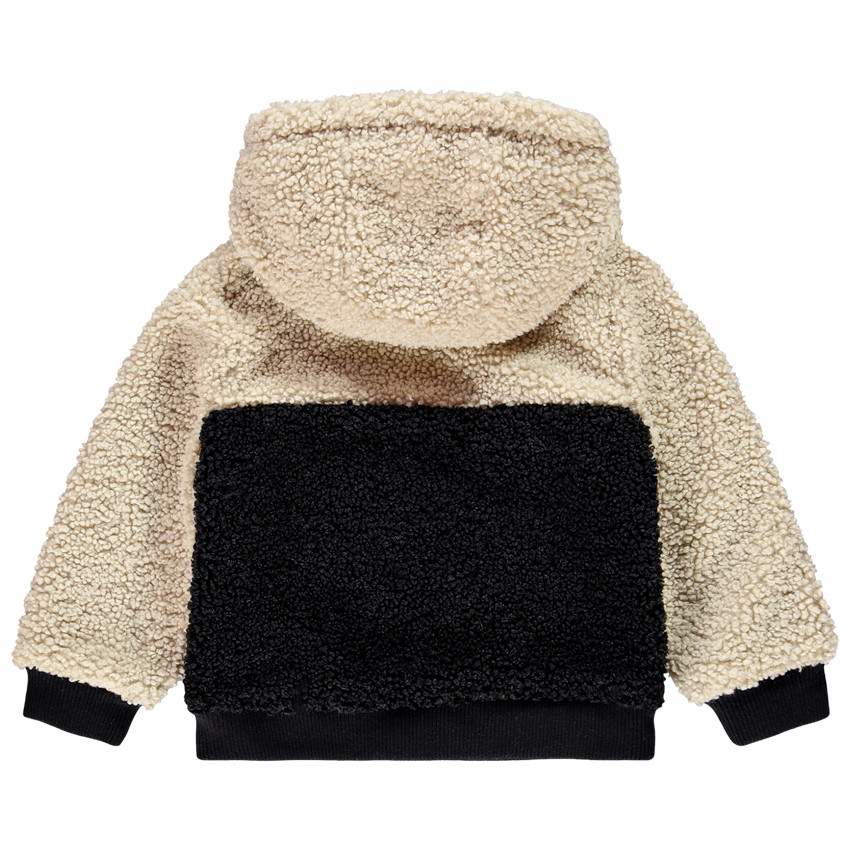 Sweat à capuche en sherpa moutonnée et col zippé pour enfant garçon 
