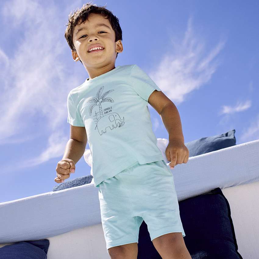 Set pyjama kort print olifant voor baby jongen 