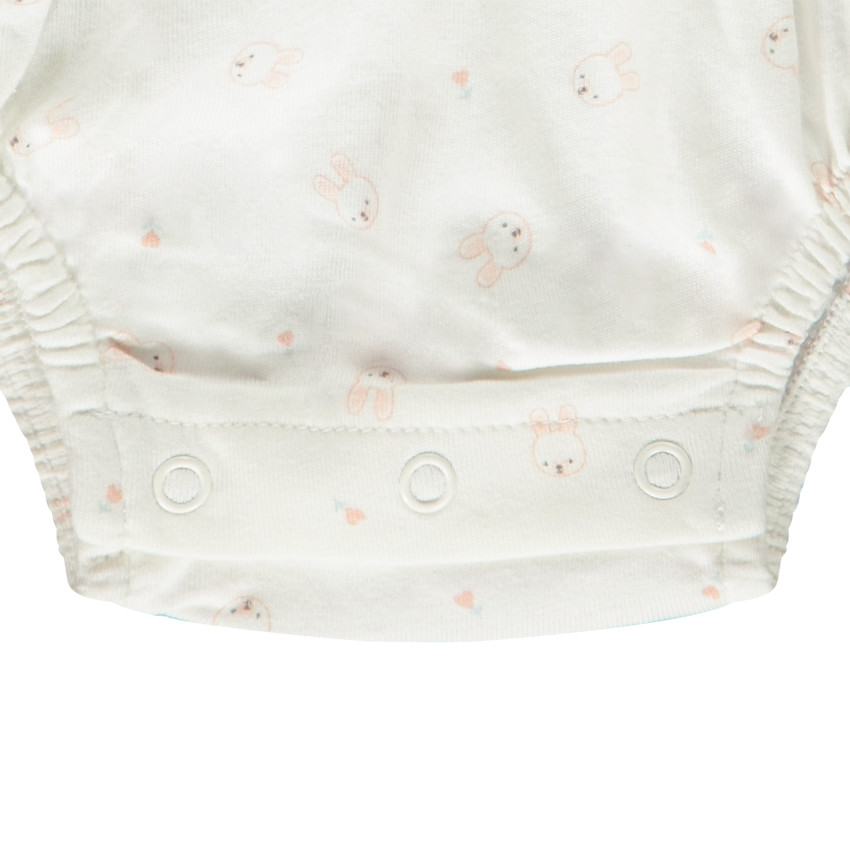 Korte jumpsuit in jersey met konijnenprint voor babymeisje 