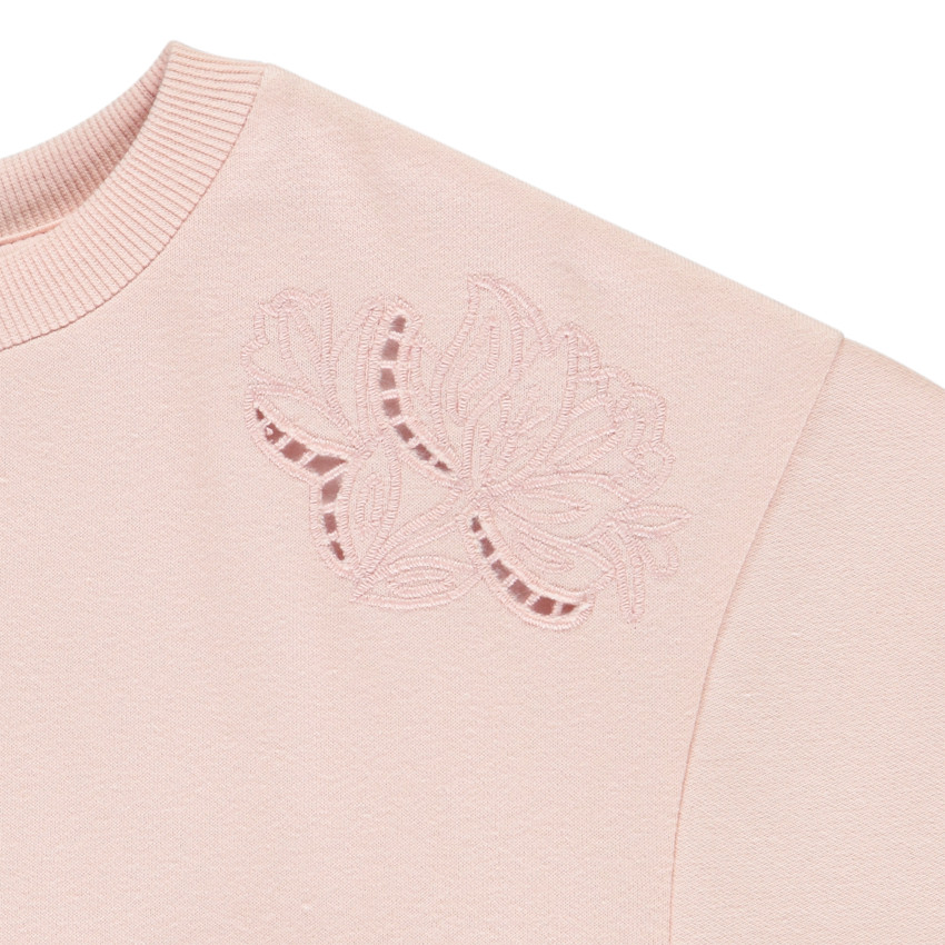 Sweatshirt korte effen met Engels borduursel voor meisjes 