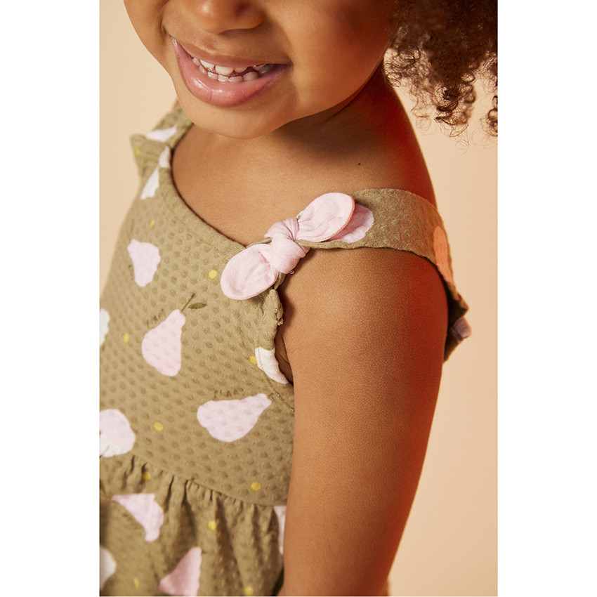 Jurk van gebreide stof met perenprint voor meisjes 