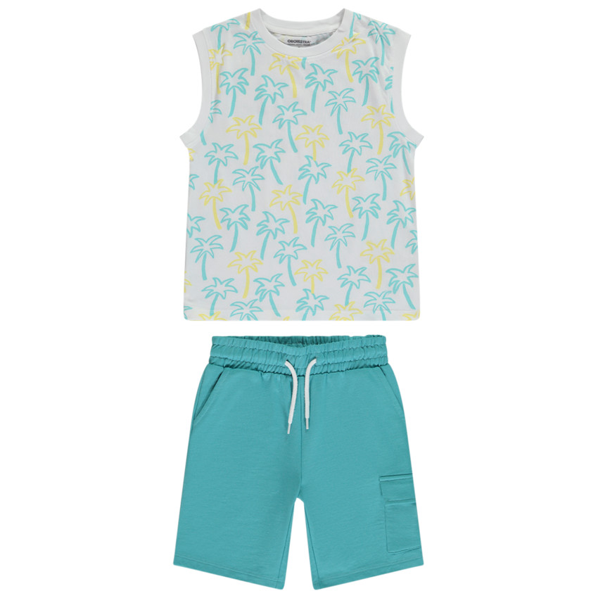 Ensemble 2 pièces avec débardeur imprimé palmiers pour garçon 