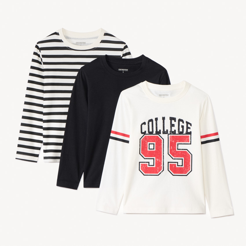 Lot de 3 t-shirts manches longues fantaisie garçon 