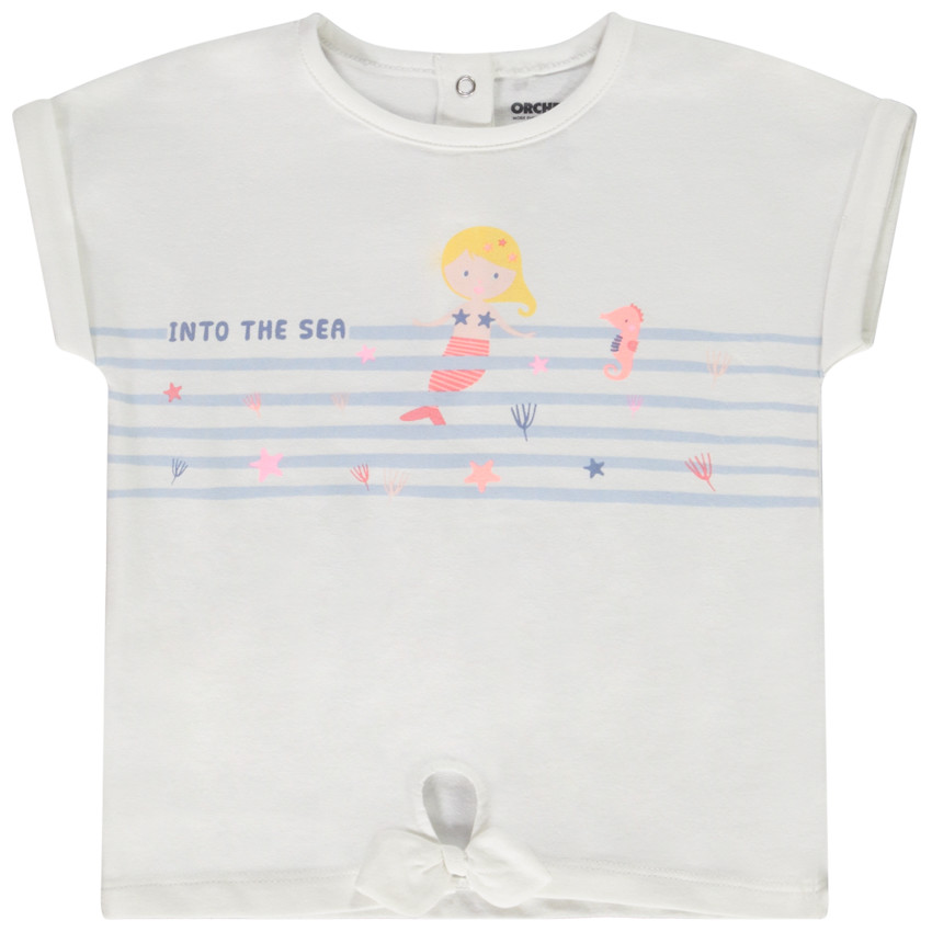 T-shirt manches courtes forme boîte en jersey avec print pour bébé fille 