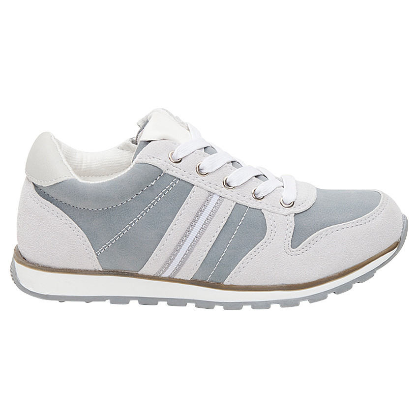 Lage sneakers met veters en ritssluiting uit twee materialen 